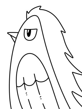 Sevimli kuş karikatüründen siyah beyaz