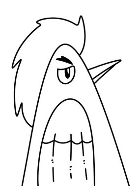 black and white of cute bird cartoon for coloring