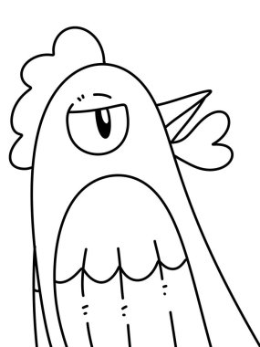black and white of cute bird cartoon for coloring