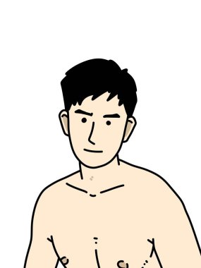 Beyaz arka planda sevimli bir adam çizgi filmi