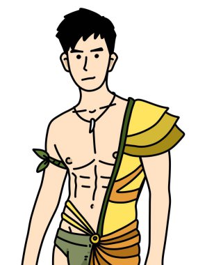 Beyaz arka planda sevimli bir adam çizgi filmi