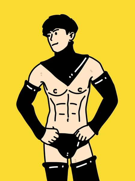 Mignon Homme Dessin Animé Sur Fond Jaune — Photo