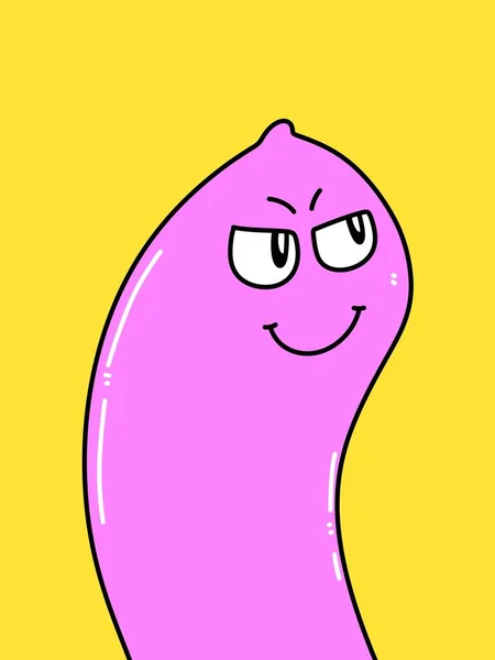 Cute Condom Cartoon Yellow Background — Stock Photo, Image