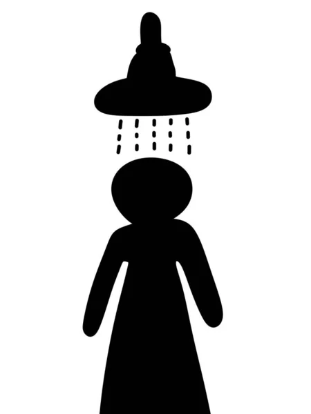 Czarny Biały Kształt Kobieta Prysznicem — Zdjęcie stockowe