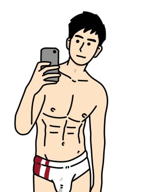 Beyaz arka plan üzerinde smartphone ile genç adam