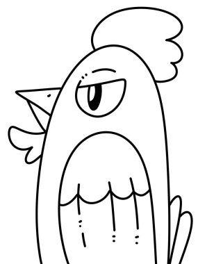 black and white of cute bird cartoon for coloring
