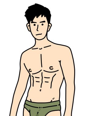 Beyaz arka planda sevimli bir adam çizgi filmi