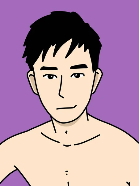 紫を背景にした可愛い男漫画 — ストック写真