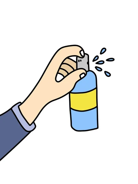Art Color Alcohol Spray Bottle Hand Cartoon — Stock Photo, Image