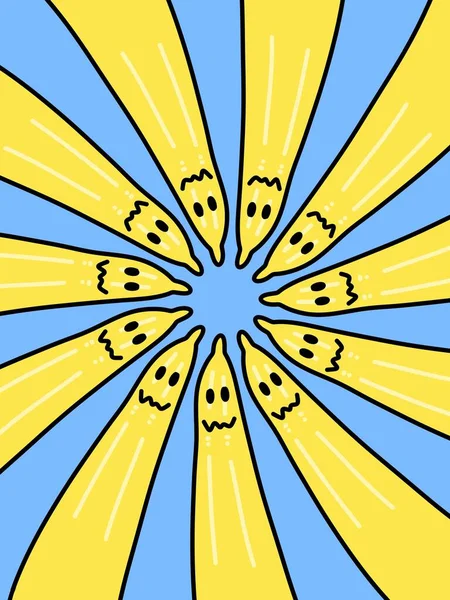 Милый Банановый Мультфильм Голубом Фоне — стоковое фото