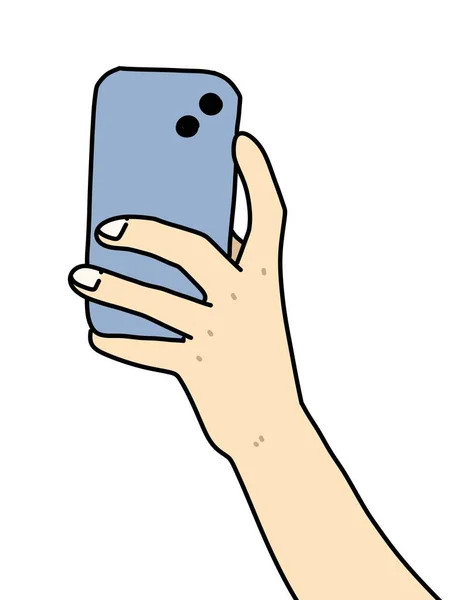 Hand Houden Van Een Smartphone Met Een Mobiele Telefoon — Stockfoto