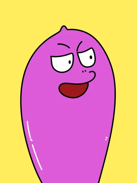 Cute Condom Cartoon Yellow Background — Φωτογραφία Αρχείου