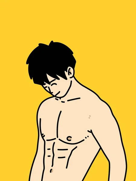 黄色の背景のかわいい男漫画 — ストック写真