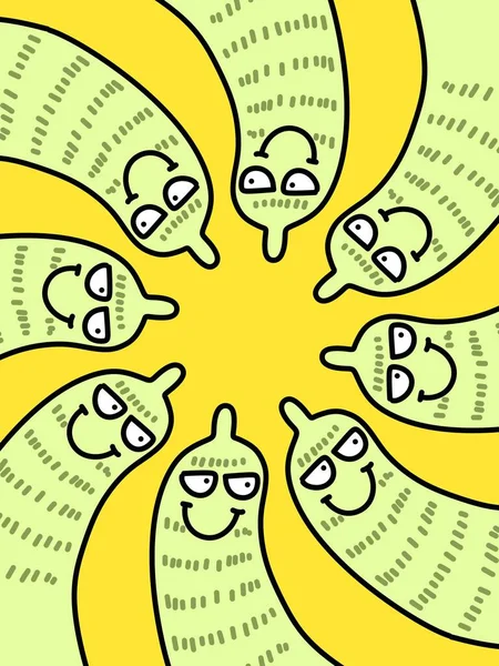 Roztomilý Okurka Karikatura Žlutém Pozadí — Stock fotografie