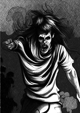 Zombi çizgi filminden siyah beyaz