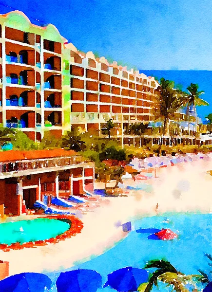 Havuz Otelin Sanat Rengi — Stok fotoğraf