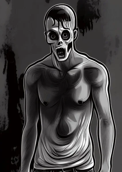 Zwart Wit Van Zombie Cartoon — Stockfoto