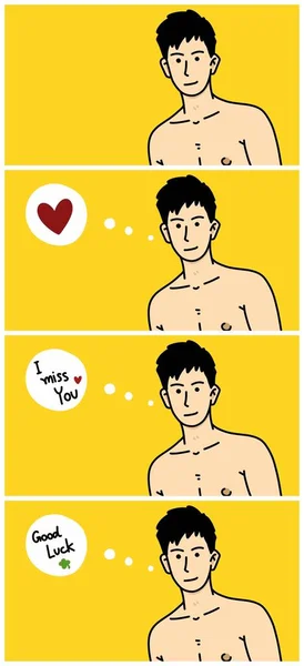 黄色の背景のかわいい男漫画 — ストック写真