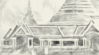 black and white of temple background