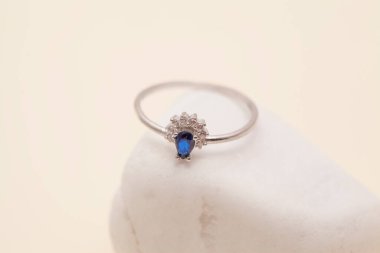Still life jewelry image for online sale. Diamond ring photo that we can use in e-commerce, online sales, social media
