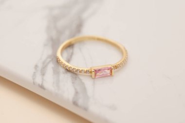 Still life jewelry image for online sale. Diamond ring photo that we can use in e-commerce, online sales, social media