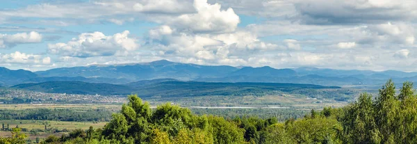 Panoramic View Picturesque Mountain Landscape Carpathians Village Mountain Valley — Stock Photo, Image