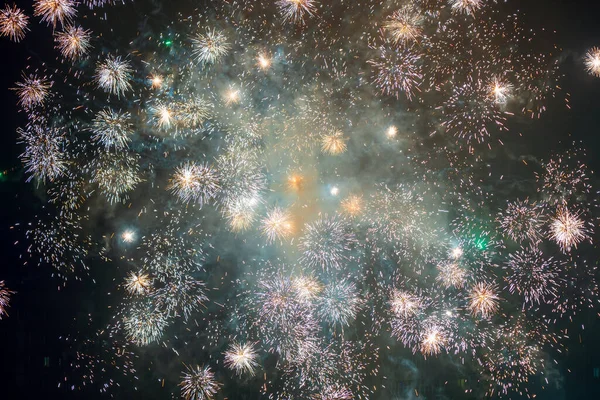 Beautiful Colorful Fireworks Dark Sky Background Selective Focus Background Texture — Fotografia de Stock