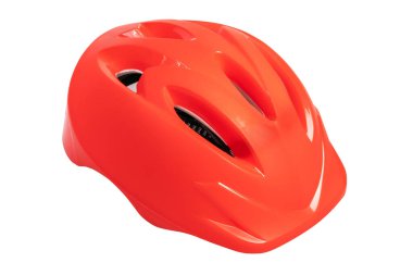 Beyaz arka planda izole edilmiş spor aktiviteleri için kırmızı çocuk kaskı.