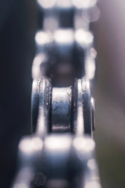 Old Worn Out Bicycle Chain Close — Stockfoto
