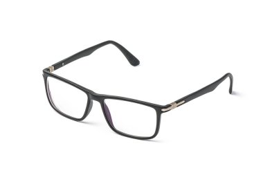 Glasses for vision in a black frame isolated on a white background.