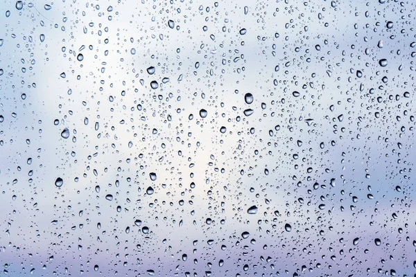 Raindrops Window Glass Cloudy Weather Background Texture — Stockfoto