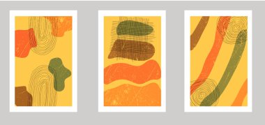 Trendy set of vector grunge abstract creative art compositions suitable for wall decoration, postcard or brochure design.