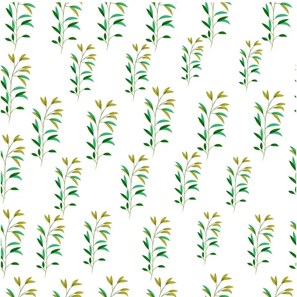 Watercolor Seamless Pattern Watercolor Branches Leaves Decorative Background Branches Leaves — Stok Vektör