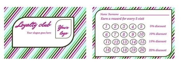 Loyalty Card Bright Active Strip Your Business Coupon Gift Free — Stockvektor