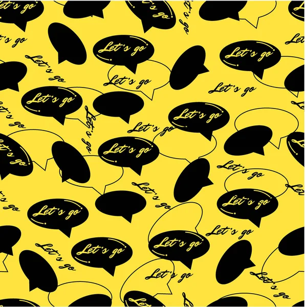 Seamless Pattern Call Stickers Black Yellow Background Design Textiles Packaging — Stockvektor