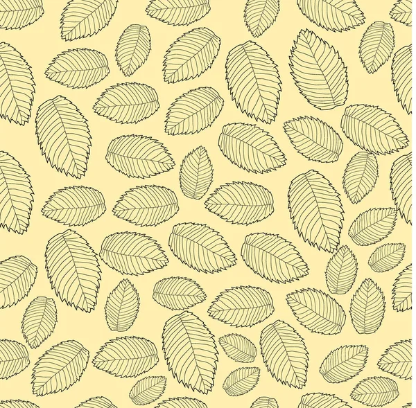 Seamless Autumn Pattern Contour Rose Hips Yellow Background Textile Packaging — Vetor de Stock