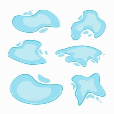 set of autumn fun cartoon puddles with splashes