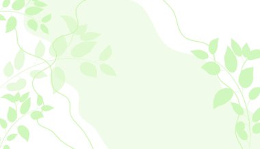 Yumuşak yeşil renkli bitki elementleri olan bir afiş için arka plan. Vektör çizimi. Poster, broşür, davetiye, tebrik ederim, iniş ekranı.