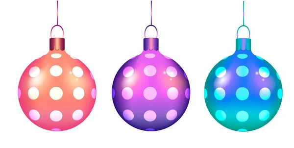 Traditioneller Weihnachtsbaum Glänzend Bunte Luftballons Realistische Vektorillustration Klassisches Urlaubsdekor Helles — Stockvektor