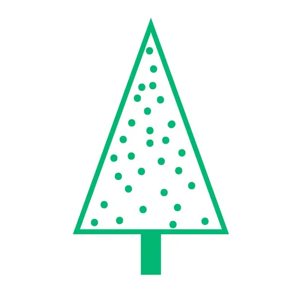 Στυλιζαρισμένο Πράσινο Χριστουγεννιάτικο Δέντρο Από Ένα Τρίγωνο Λευκό Φόντο Για — Διανυσματικό Αρχείο
