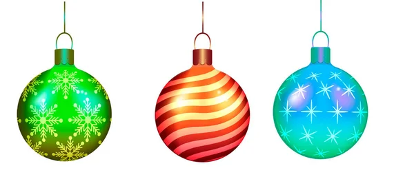 Tradicional Árbol Navidad Globos Colores Brillantes Con Patrón Ilustración Vectorial — Vector de stock