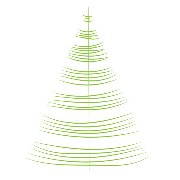 Stylized Green Christmas Tree Made Lines White Background Design Congratulations — Stock Vector