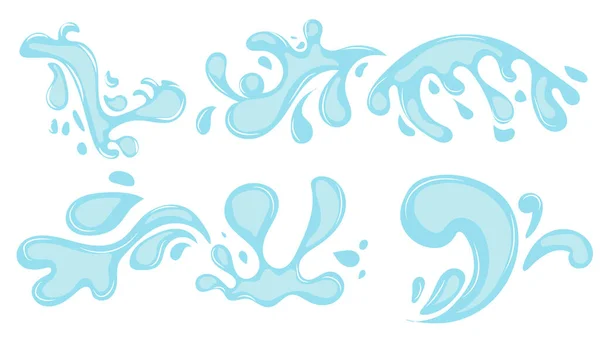 Drops Water Oil Vector Set Icons Flowing Drops Waves Tears — Stock Vector