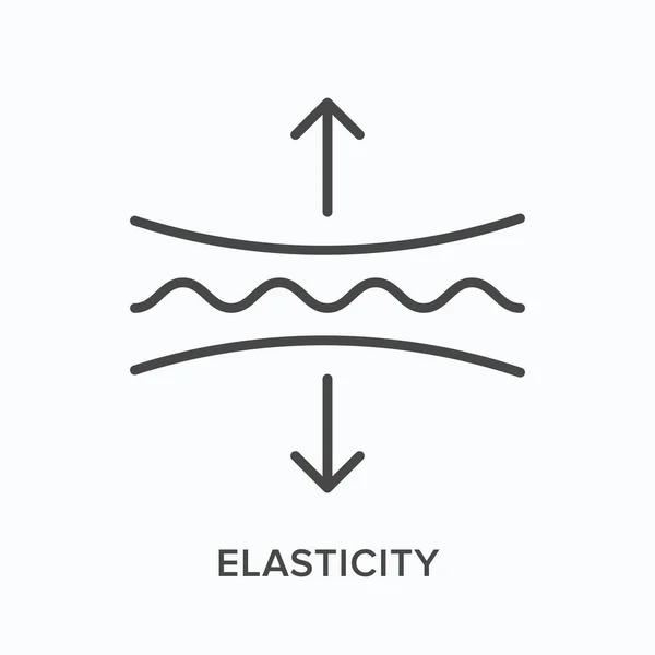 Elasticità icona linea piatta. Illustrazione del profilo vettoriale della superficie flessibile. Pittogramma lineare sottile nero per la cura della pelle — Vettoriale Stock