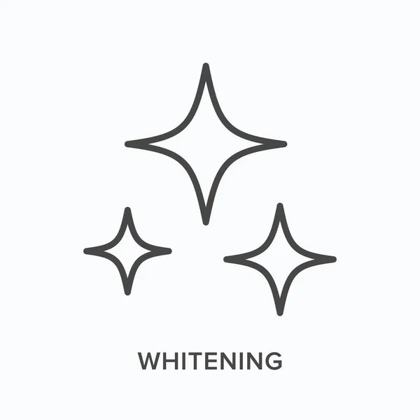 Whitening platt linje ikon. Vektor skissera illustration av fyra spetsiga stjärnor. Svart tunn linjär piktogram för vård — Stock vektor