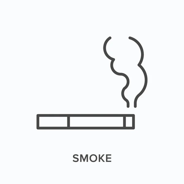 Icono de línea plana de humo. Esquema vectorial ilustración del cigarrillo. Pictograma lineal delgado negro para mal hábito — Archivo Imágenes Vectoriales