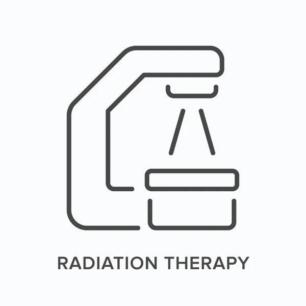 Radiation therapy flat line icon. Vector outline illustration of radiologist equipment. Black thin linear pictogram for medical scanner — Vetor de Stock