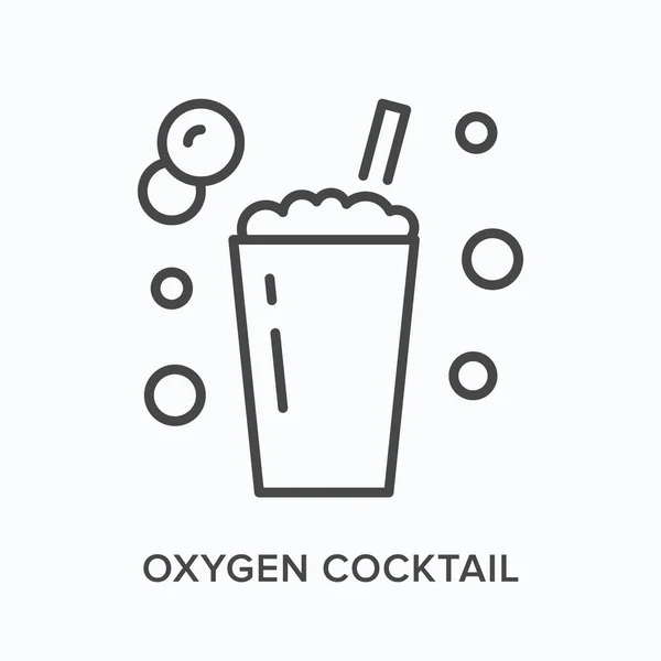 Syre cocktail platt linje ikon. Vektor skissera illustration av glas och halm. Svart tunn linjär piktogram för mousserande drycker — Stock vektor