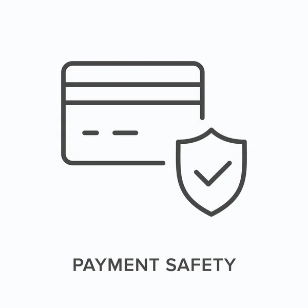 Ασφάλεια Πληρωμής Εικονίδιο Επίπεδη Γραμμή Εικονογράφηση Διανυσματικού Περιγράμματος Πιστωτικής Κάρτας — Διανυσματικό Αρχείο