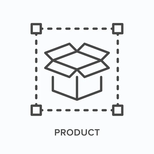 Producto Icono Línea Plana Ilustración Esquema Vectorial Caja Cartón Selección — Vector de stock